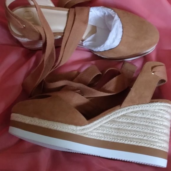 JLO Jennifer Lopez Shoes Coral Faux Suede - CALLIE  JLo Tan  Espadrille Heels